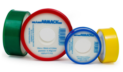 Taśma P.T.F.E. 12 mm x 12 m x 0,1 mm żółta gaz